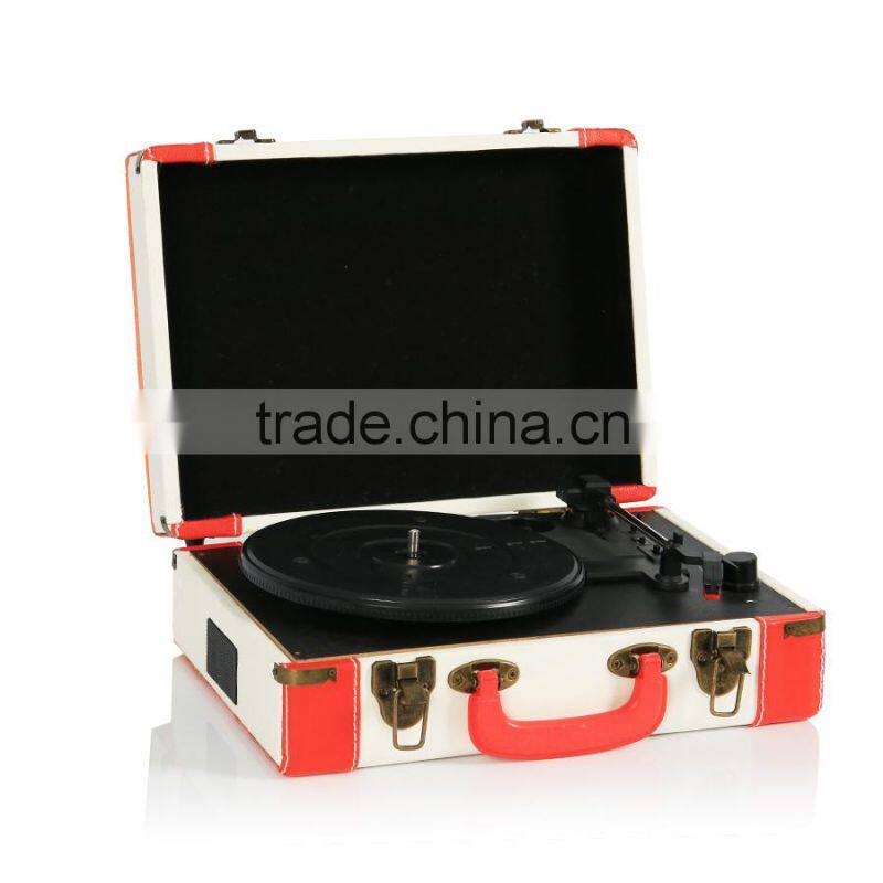 2015 Newest portable suitcase turntable player vinyl player with bluetooth
