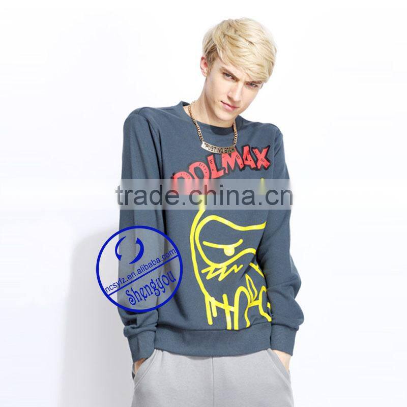 Wholesale custom polyester cotton mens printing pullover sweatshirt