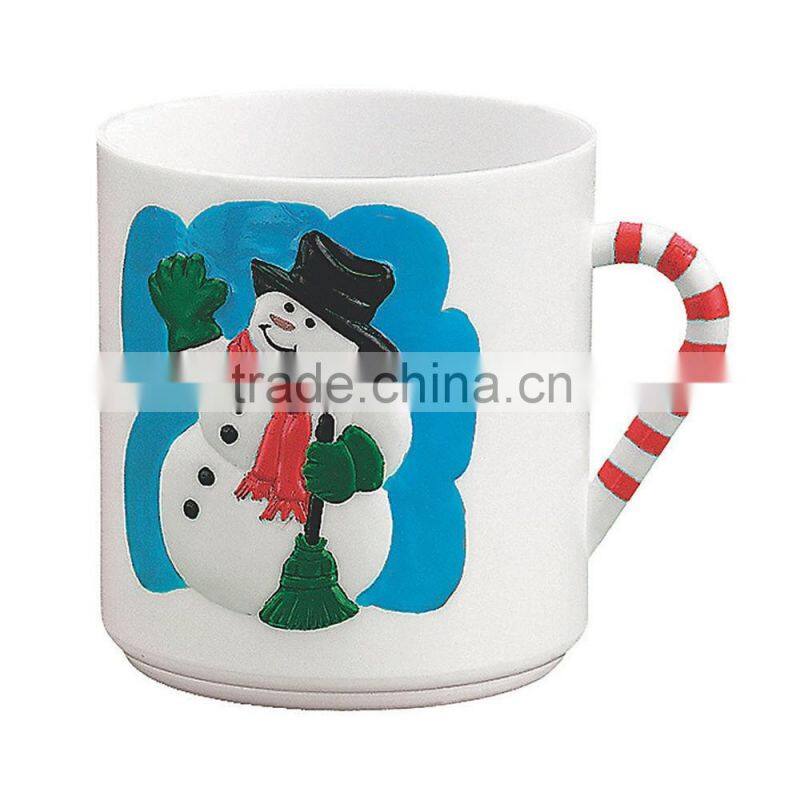 8 oz. 230ml Fashion Personalized Customized Party Drinking Cups with Handle Promotional Popular Plastic Snowman Mugs