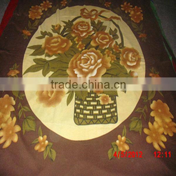 100% polyester 500g coffe color flower designs wholesale fleece blanket