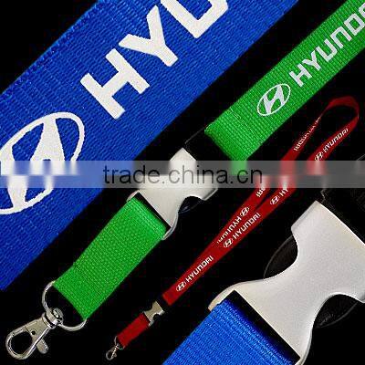 Adjustable polyester woven satin ribbon lanyard