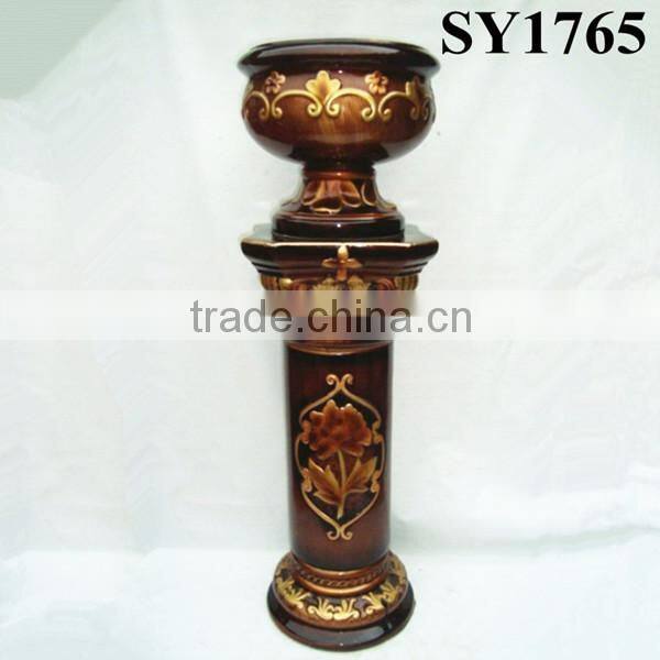 36 inch brown antique pot ceramic roman columns