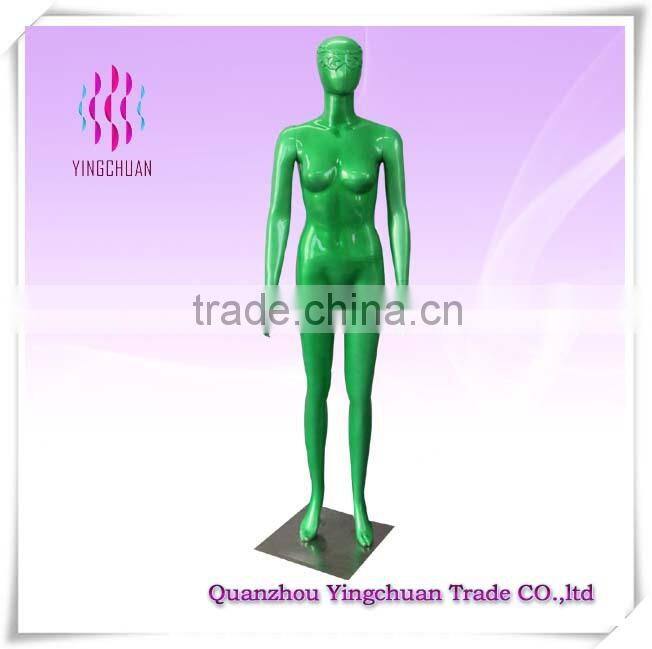 Window display standing fashion pink female mannequin