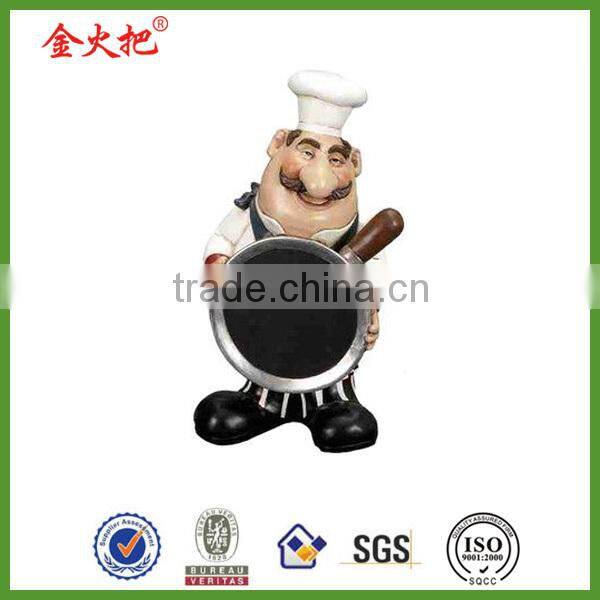 Hot sale resin 12''french fat chef figurine tray sign diner new decor kitchen