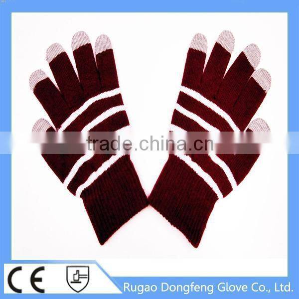 5 Fingers Knitted Stripe Touch Screen Gloves