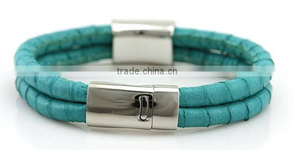 2015 logo can be customized bio magnetic genuine braided leather bracelet for ladies