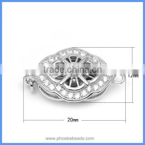Fine Jewelry Accessories Zircon Pave Sterling Silver Box Clasps Hooks Connectors Findings For Pearl Jewellery SC-BC224