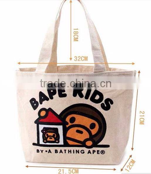 Foldable high quality cotton shopping tote bag with custom logo