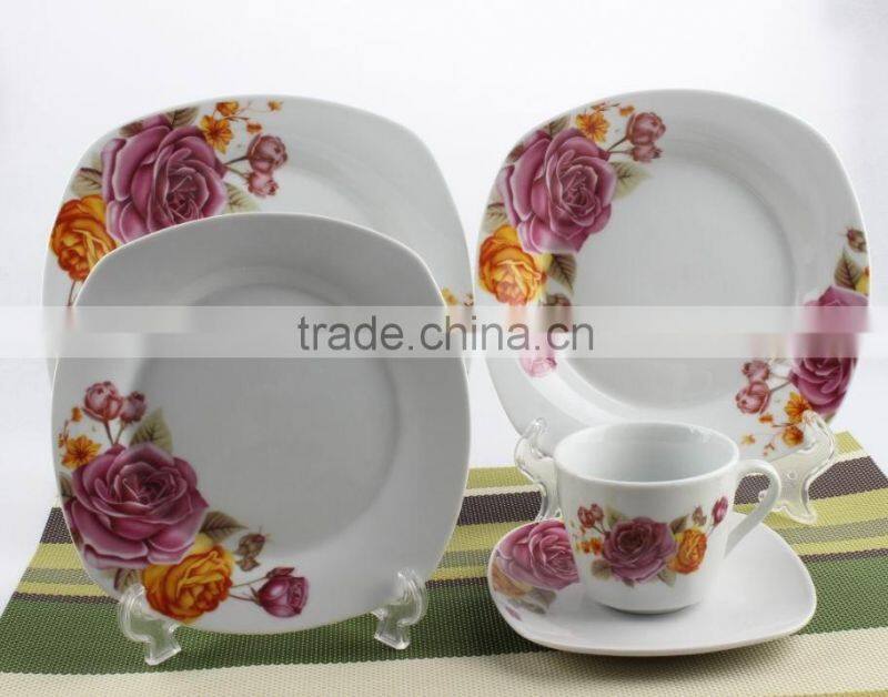 Wholesale 20 pcs ceramic square dinner set/Fine porcelain dinner set /tableware /dinnerware set/cutlery set/flatware