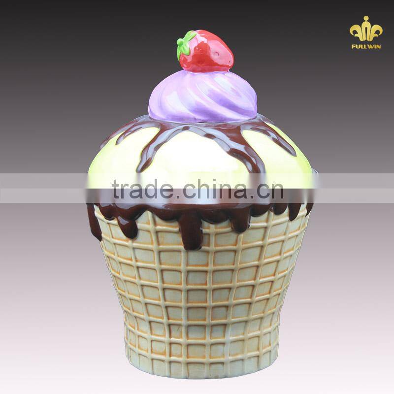 Cake ceramic cookie jar