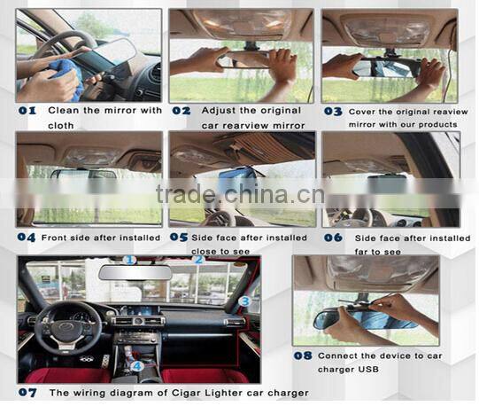 Full hd 1080p car mirror camera video recorder dvr black box with night vision