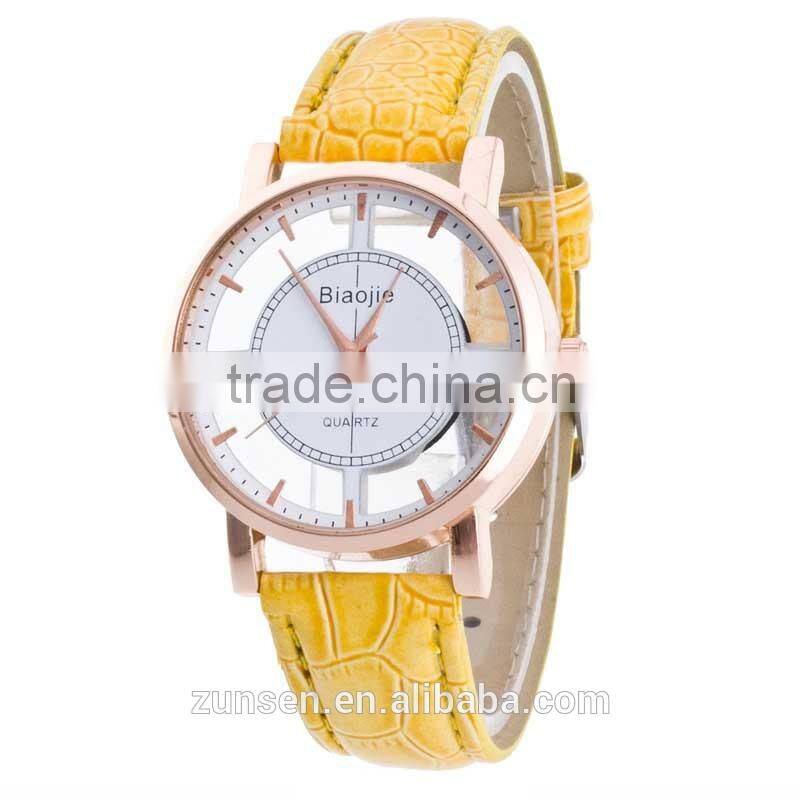 Relogio Feminino 2016 New Arrival Watch Men Transparent Hollow Leather Srap Wrist Watch Quartz Dress Watch