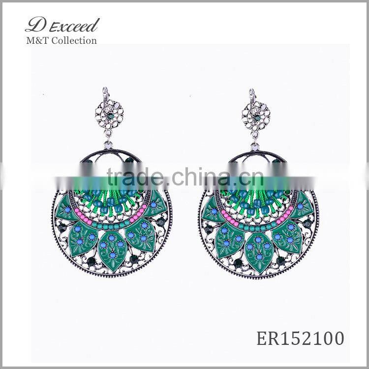 Wholesale Jewelry Fashion Designs Ladies/Women's Ethnic Bohemian Resin Cotton Woven Piercing Earrings Dangle Earrings