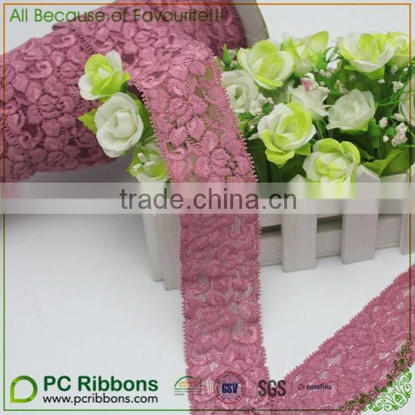 1.5" width Rose Mauve Mesh Stretch Lace Trim Craft for Evening Gown