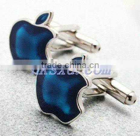 Exquisite men blue apple-shaped cufflink with brand elements cufflink for promotion