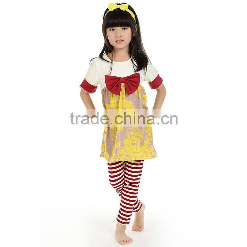 2016 kaiya summer kids girls zebra half sleeve t-shirt and pant sets