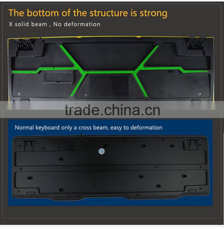 Three colors backlit usb wired partition flash office/net bar keyboard