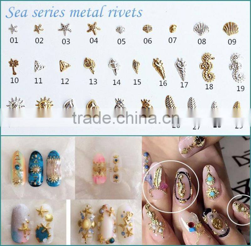 2016 New Arrival fashion nail art decoration nail art studs 3d metal alloy rivets