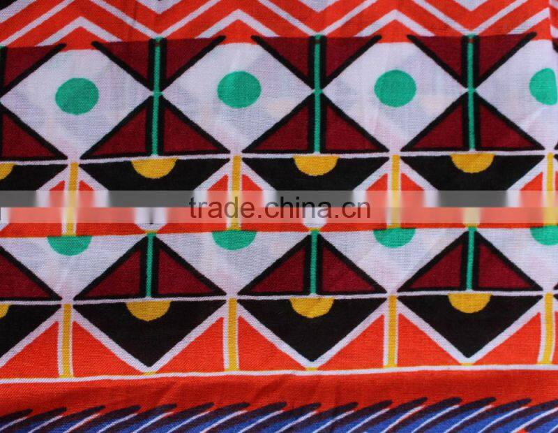 zig zag stripe diamond shape printed polyester cotton rayon blend fabric