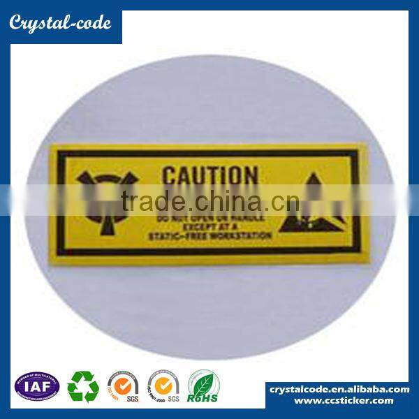 Silk screen printing acrylic pressure adhesive color-coding anti-vibration hazard warning label