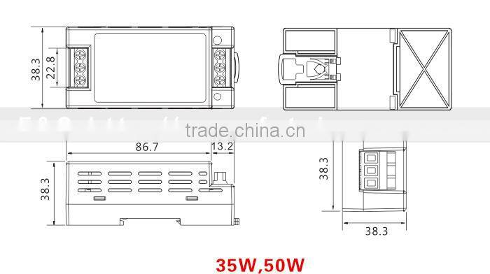 F&C FP50S-24S 50W 24Vdc Voltage Switch Power Supplies, 100VAC~120VAC Or 200VAC~240VAC input, Din-Rail Power Supply