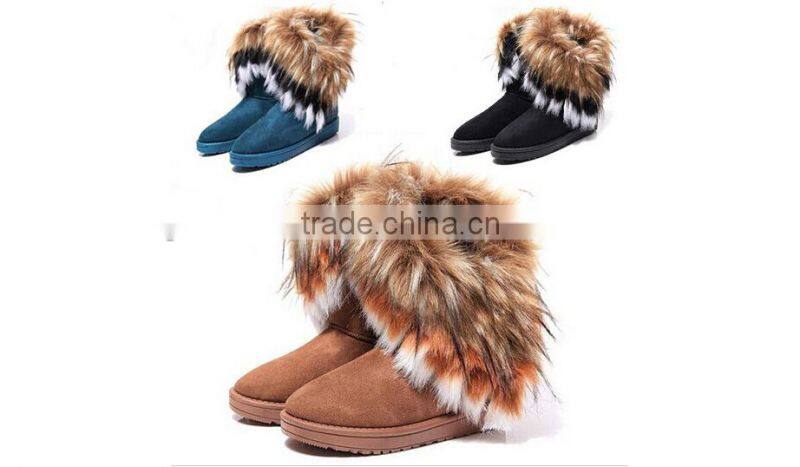 2015 Free Shipping Women Winter Fur Flat-Bottomed Short Cotton-Padded Winter Snow Boots