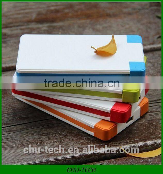 Double outputs 10000mah power bank with colorful cable