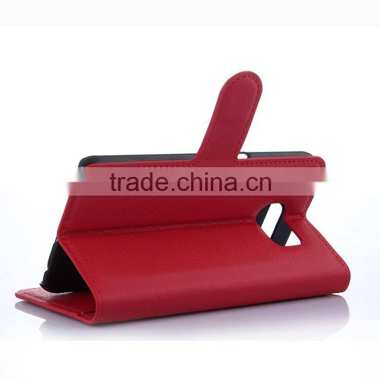 Factory Outlet Luxury Lichee Leather Flip Cover case with Wallet and Card Slot for Samsung GALAXY S6