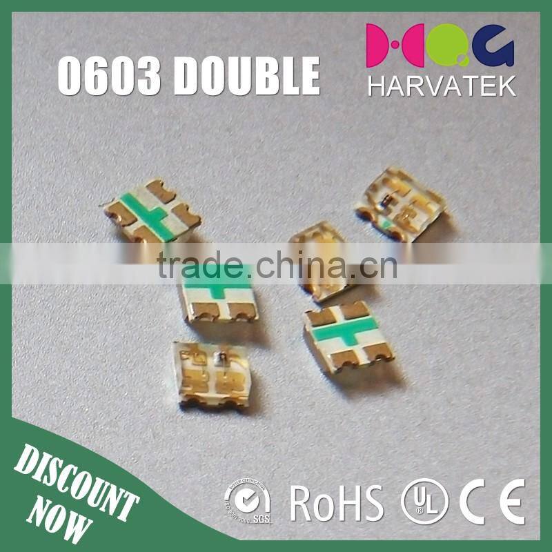 Best quality 1.6x1.5x0.55mm chip led surface mount 0603 bi-color red white led