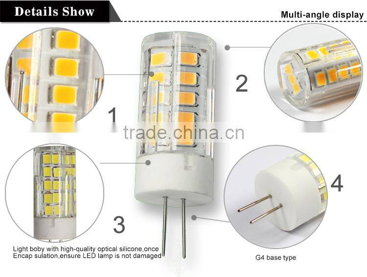 Haining Mingshuai led G4 bulb 6w 220-240v SMD ceramic G4 lamp CE ROHS certificate 360degree ra>80 pf>0.5