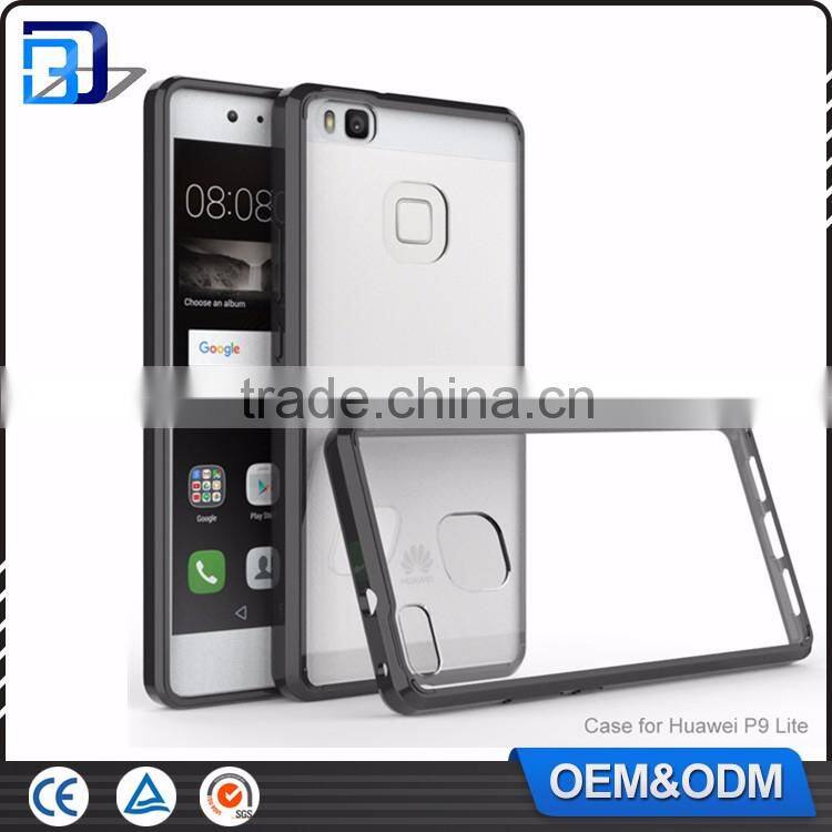 New Product 2016 Clear Ultra Slim Acrylic + TPU Bumper 2 in 1 Back Cover Case For Huawei P9 Lite Mobile Phone Accessories