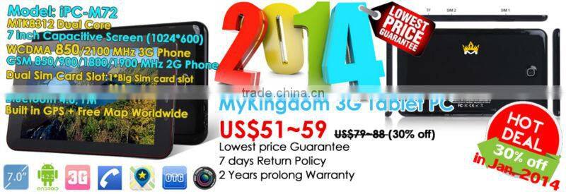 Newest Quad core 7 inch tablet pc with hot sex vedio support 3G phone function