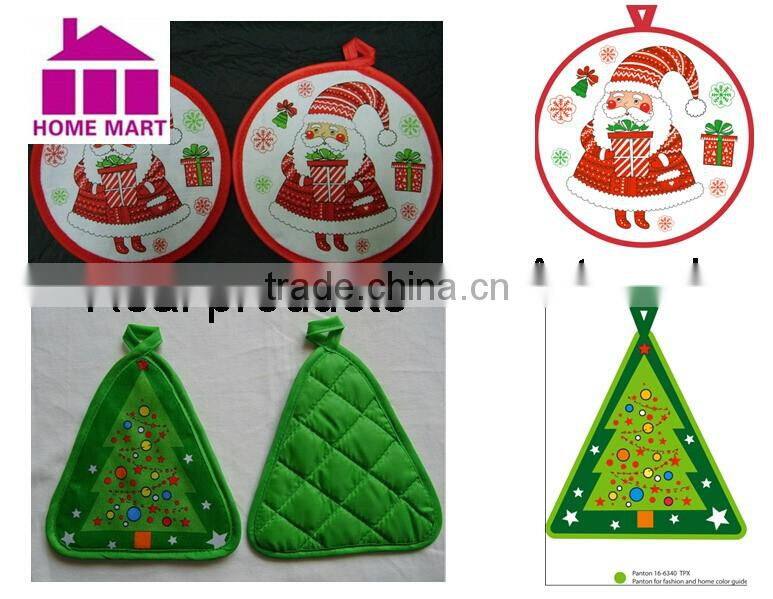 Christmas design printed cotton twill oven mitts gloves microwave oven mittens with golden trimming