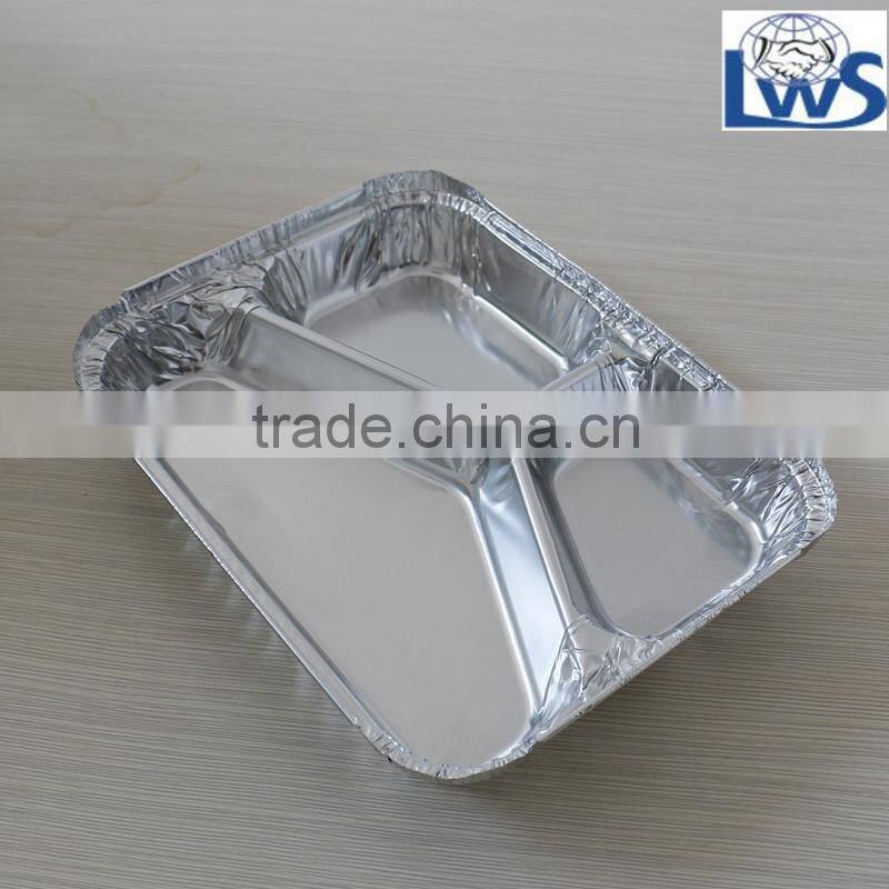 Take-out Foil Pan-Oblong ,3-compartment tray,Aluminum Foil Tray 3 compartment with lid