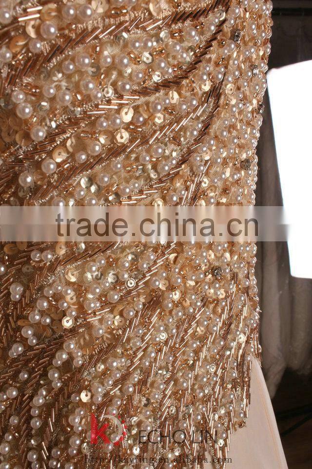 Exquisite Beaded sexy embroidered backless pleated cap sleeveless evening gown formal dress patterns for girls