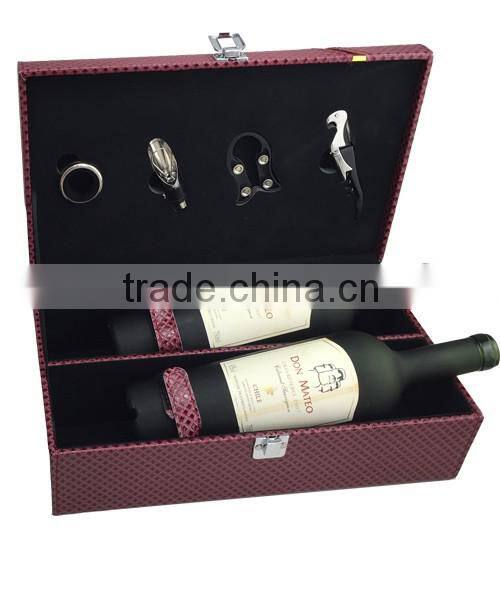 high quality two bottle artificial leather wine box