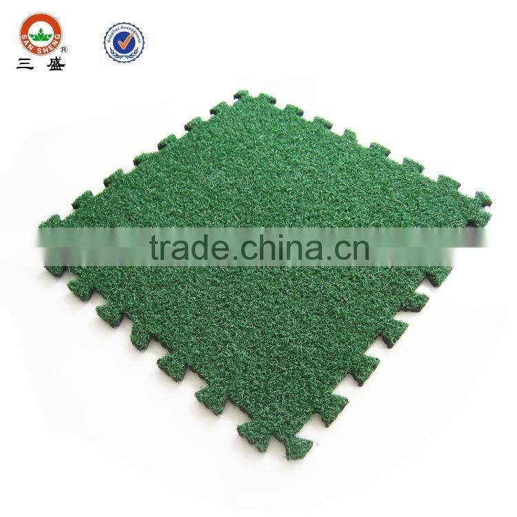 Grass Puzzle Mat,EVA backing Interlocking PE Turf Tiles,Interlocking Turf Tiles
