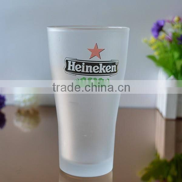 Tulip frosted beer glass with logo from cattelan glassware