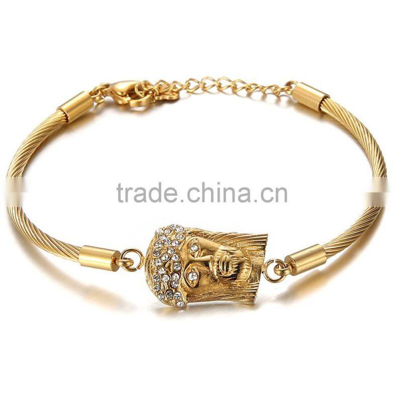 Factory direct gold plated jesus piece bracelets, I love jesus bracelets (QS-100)