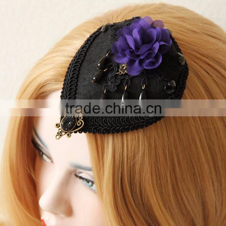 MYLOVE dark purple flower mini top hat lady party hair accessory