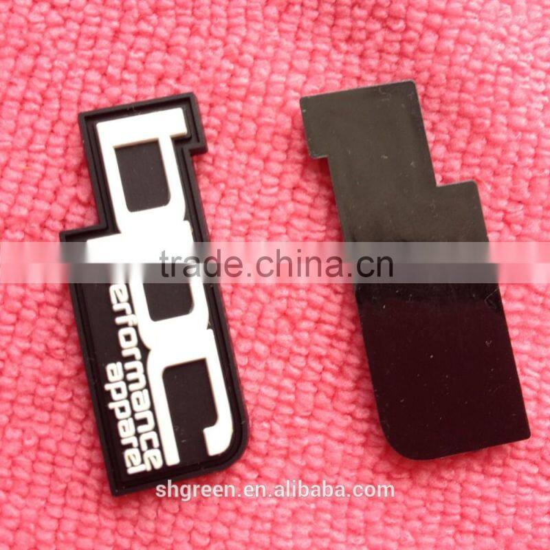 Delicate design soft feeling PVC rubber label with sewing lines border