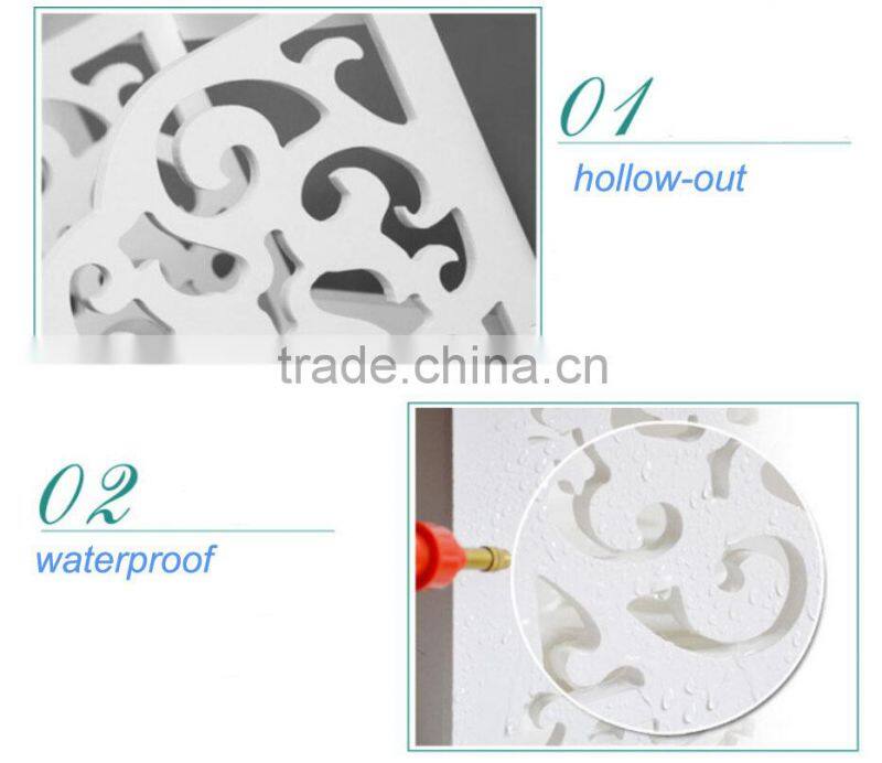 2015 hot sale Decorative Pure White WPC Carved Display Hollow Out Floating Shelf