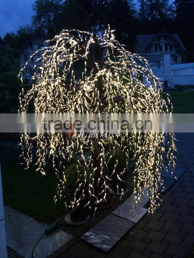 European hotsale 2m beautiful garden decorative artificial lighted willow trees