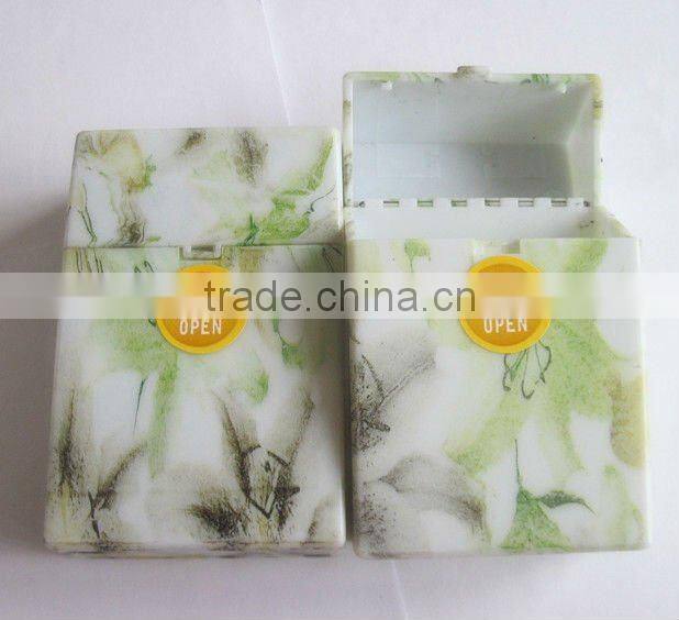 2012 Hot selling. Automatic open plastic cigarette case. Water transfer painted plastic cigarette box.