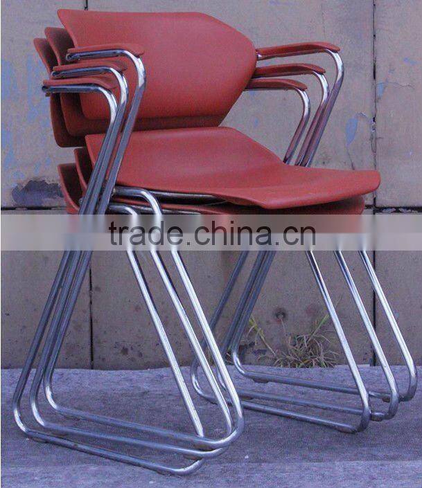 Vintage Composite Plastic and Chromed Stainless Steel Arm Chair-Stackable