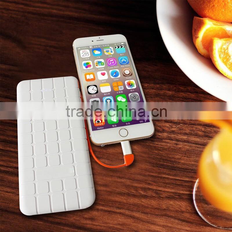 10000mAh Portable Cellphone Battery Charger Built-in Micro USB Cable Chocolate External Battery Power Bank