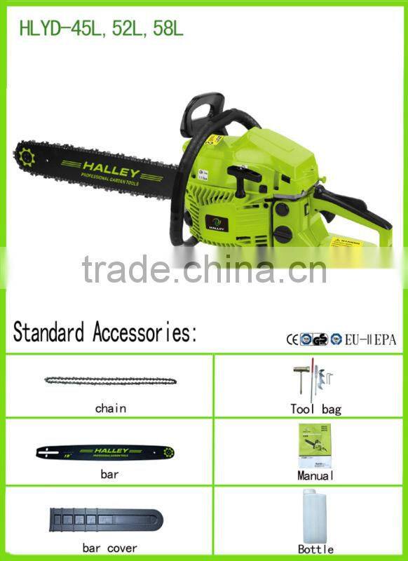 High Quality Gardening Tool and Machinery Wood Cutting Saw Gasoline Chain Saw 5800 with CE GS HLYD - 58L