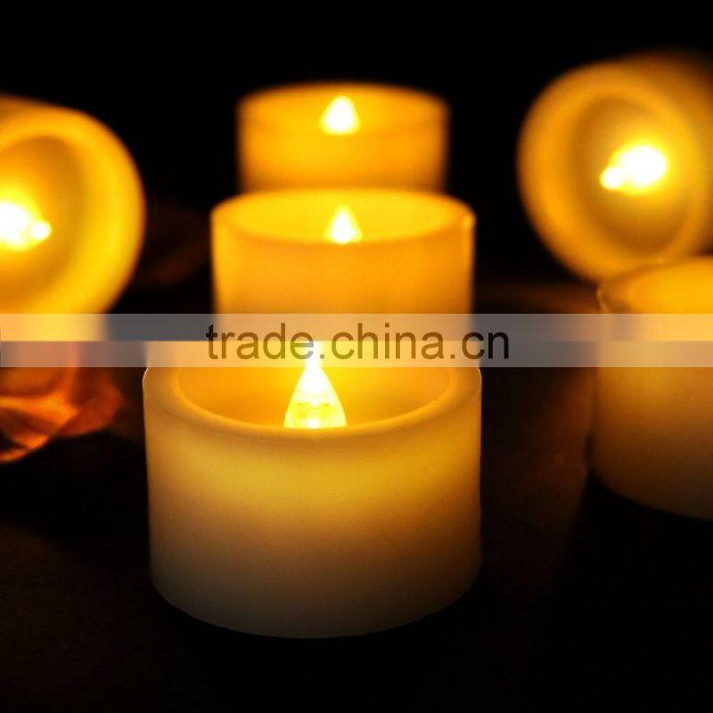 Yellow Amber Flickering Flameless Paraffin wax Candles with Timer(6 Hours On,18 hours Off) LED Battery Powered Candles