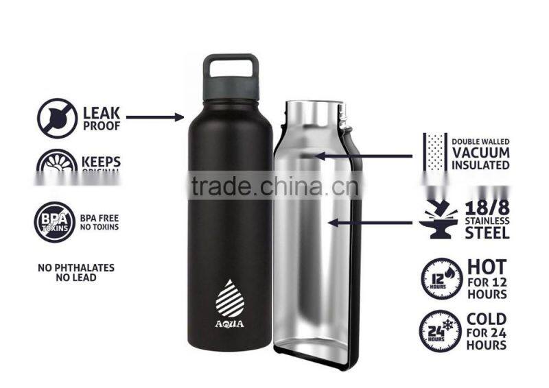 Double wall vacuum 37 oz Insulated 18/8 stainless steel BPA free Water Bottle Stein reusable and food-grade