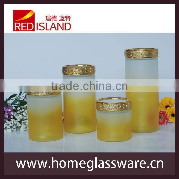 wholesale 4 pcs Glass candy jars with plastic lid and hand painted